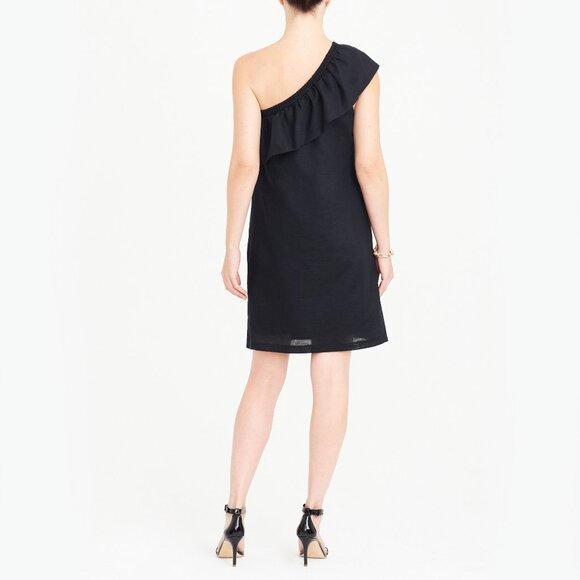 NWT J. Crew Womens Size Medium Black One-Shoulder Ruffle Top Mini Dress NEW - Picture 3 of 3